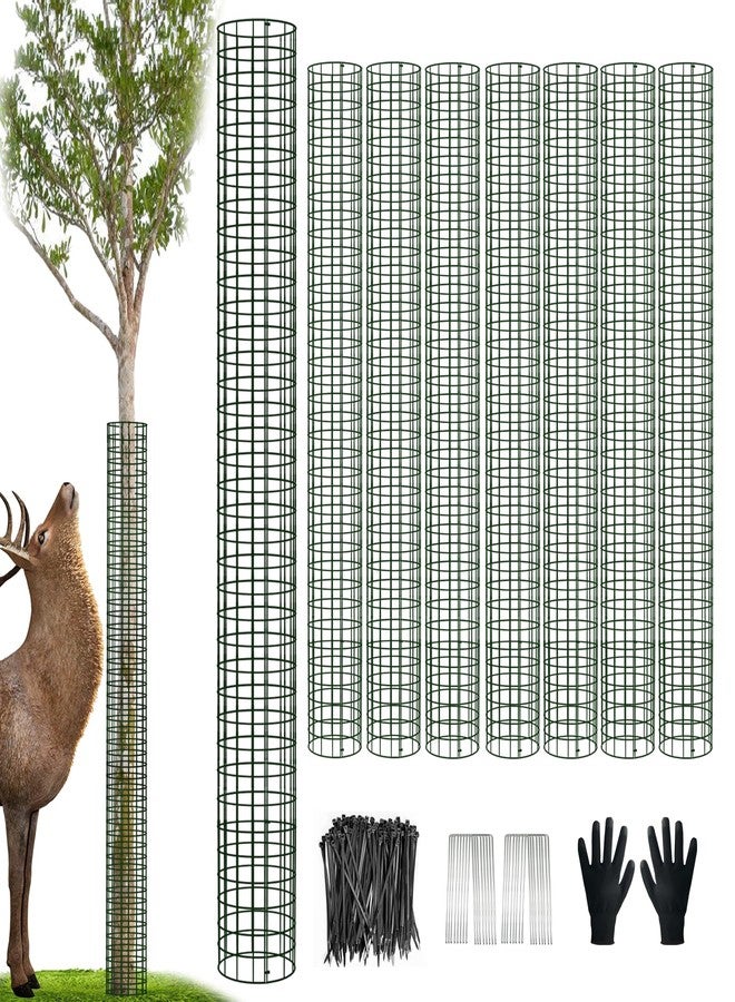 chicarry 48" Metal Tree Trunk Protector, 8 Pack Mesh Tree Guards Tree Protectors with Zip Ties, Stakes, ExpandableTree Trunk Protector Guard, Tree Protectors from Deer, Mower, Animals(48",8 Pack) - Image 1